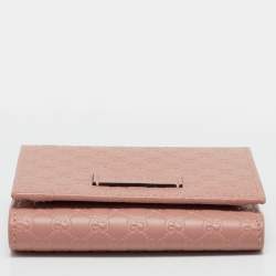 Gucci Dusty Pink Microguccissima Leather Trifold Wallet