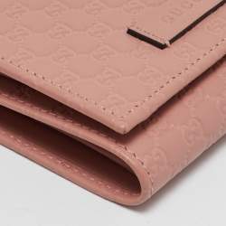 Gucci Dusty Pink Microguccissima Leather Trifold Wallet