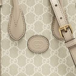 Pre Owned Gucci Beige GG Supreme Canvas and Leather Mini Interlocking G Tote