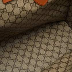 Gucci Beige/Light Brown Canvas and Leather Logo Printed Medium Tote