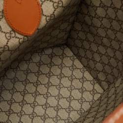 Gucci Beige/Light Brown Canvas and Leather Logo Printed Medium Tote
