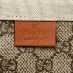 Gucci Beige/Light Brown Canvas and Leather Logo Printed Medium Tote