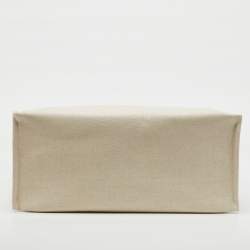 Gucci Beige/Light Brown Canvas and Leather Logo Printed Medium Tote