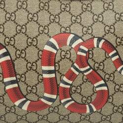 Pre Owned Gucci Beige/Black GG Supreme Canvas Kingsnake Print Pouch Clutch
