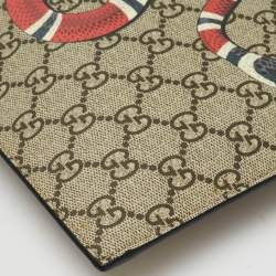 Pre Owned Gucci Beige/Black GG Supreme Canvas Kingsnake Print Pouch Clutch