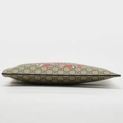 Pre Owned Gucci Beige/Black GG Supreme Canvas Kingsnake Print Pouch Clutch