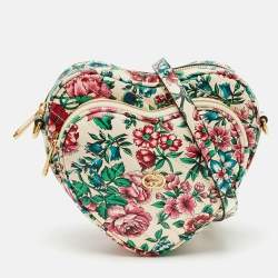 Gucci Multicolor Floral Printed Leather Interlocking G Heart Shoulder Bag