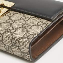 Gucci Tricolor GG Supreme Canvas and Leather Padlock Clutch On Strap