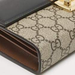 Gucci Tricolor GG Supreme Canvas and Leather Padlock Clutch On Strap