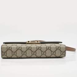 Gucci Tricolor GG Supreme Canvas and Leather Padlock Clutch On Strap