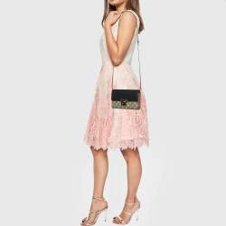 Gucci Tricolor GG Supreme Canvas and Leather Padlock Clutch On Strap