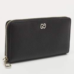 Gucci Black Leather Dorian Zip Around Wallet