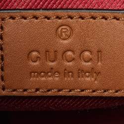 Pre Owned Gucci Beige/Brown GG Supreme Canvas and Leather GG Emblem Small Bucket Bag
