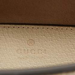Pre Owned Gucci Off White Leather Small Bamboo Diana Tote