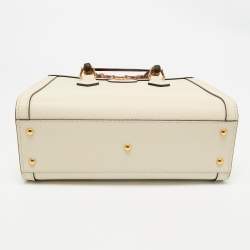 Pre Owned Gucci Off White Leather Small Bamboo Diana Tote
