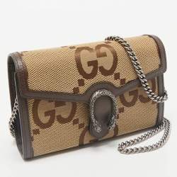 Gucci Brown/Beige Jumbo GG Canvas Dionysus Wallet On Chain