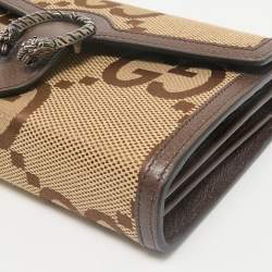Gucci Brown/Beige Jumbo GG Canvas Dionysus Wallet On Chain