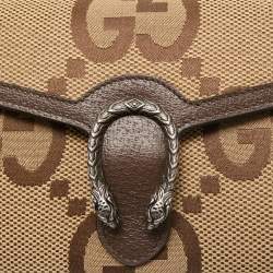 Gucci Brown/Beige Jumbo GG Canvas Dionysus Wallet On Chain