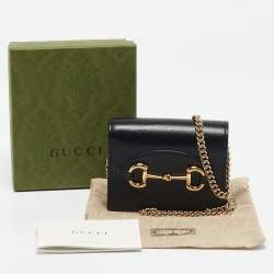 Gucci Black Leather Horsebit 1955 Wallet On Chain