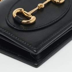 Gucci Black Leather Horsebit 1955 Wallet On Chain