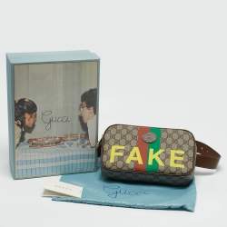 Gucci Beige/Ebony GG Supreme Canvas Fake/Not Retro Interlocking G Belt Bag
