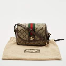 Gucci Brown/Beige GG Supreme Canvas and Leather Ophidia Flap Crossbody Bag