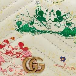 Gucci x Disney Multicolor Matelassé Leather Mickey Minnie Mouse GG Marmont Card Case