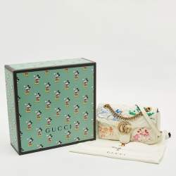 Gucci x Disney Multicolor Matelassé Leather Mickey Minnie Mouse Medium GG Marmont Shoulder Bag