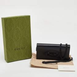 Gucci Black Leather Horsebit 1955 Wallet on Chain