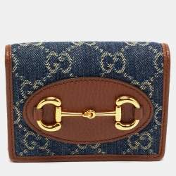 Gucci Blue/Brown GG Denim and Leather Horsebit 1955 Card Case