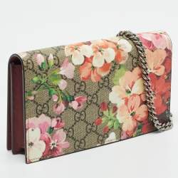 Gucci Multicolor Blooms GG Supreme Canvas Wallet on Chain