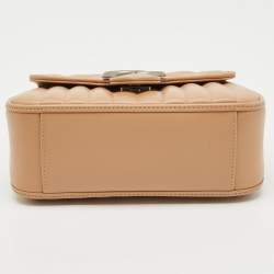 Gucci Beige Matelassé Aria Leather Mini GG Marmont Top Handle Bag