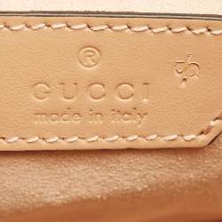 Gucci Beige Matelassé Aria Leather Mini GG Marmont Top Handle Bag