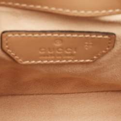 Gucci Beige Matelassé Aria Leather Mini GG Marmont Top Handle Bag