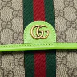 Gucci Neon Green/Beige GG Supreme Canvas Small Ophidia Belt Bag