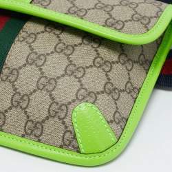Gucci Neon Green/Beige GG Supreme Canvas Small Ophidia Belt Bag