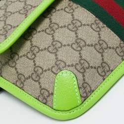Gucci Neon Green/Beige GG Supreme Canvas Small Ophidia Belt Bag