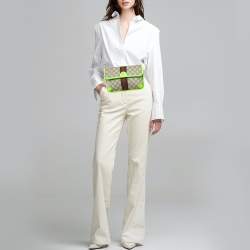 Gucci Neon Green/Beige GG Supreme Canvas Small Ophidia Belt Bag