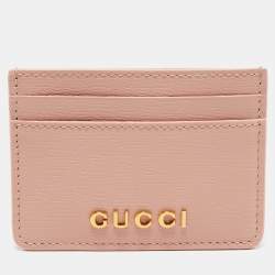 Gucci Light Pink Leather Script Card Holder