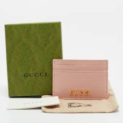 Gucci Light Pink Leather Script Card Holder