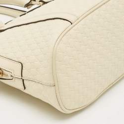 Pre Owned Gucci Ivory Microguccissima Leather Mini Dome Bag