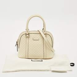 Pre Owned Gucci Ivory Microguccissima Leather Mini Dome Bag