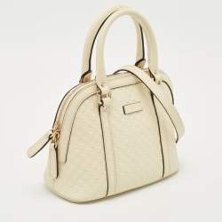 Pre Owned Gucci Ivory Microguccissima Leather Mini Dome Bag