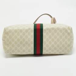 Pre Owned Gucci Beige/White GG Supreme Canvas Large Ophidia Tote