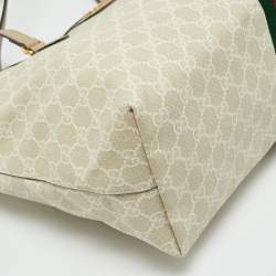Pre Owned Gucci Beige/White GG Supreme Canvas Large Ophidia Tote