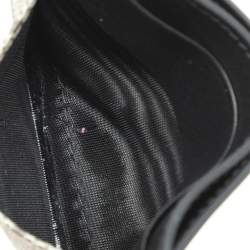 Pre Owned Gucci Black/Beige GG Supreme Canvas and Leather Card Holder