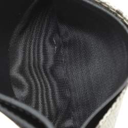 Pre Owned Gucci Black/Beige GG Supreme Canvas and Leather Card Holder