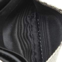 Pre Owned Gucci Black/Beige GG Supreme Canvas and Leather Card Holder