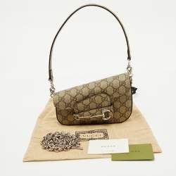 Pre Owned Gucci Beige/Brown GG Supreme Canvas Horsebit 1955 Mini Shoulder Bag