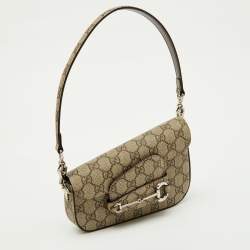 Pre Owned Gucci Beige/Brown GG Supreme Canvas Horsebit 1955 Mini Shoulder Bag